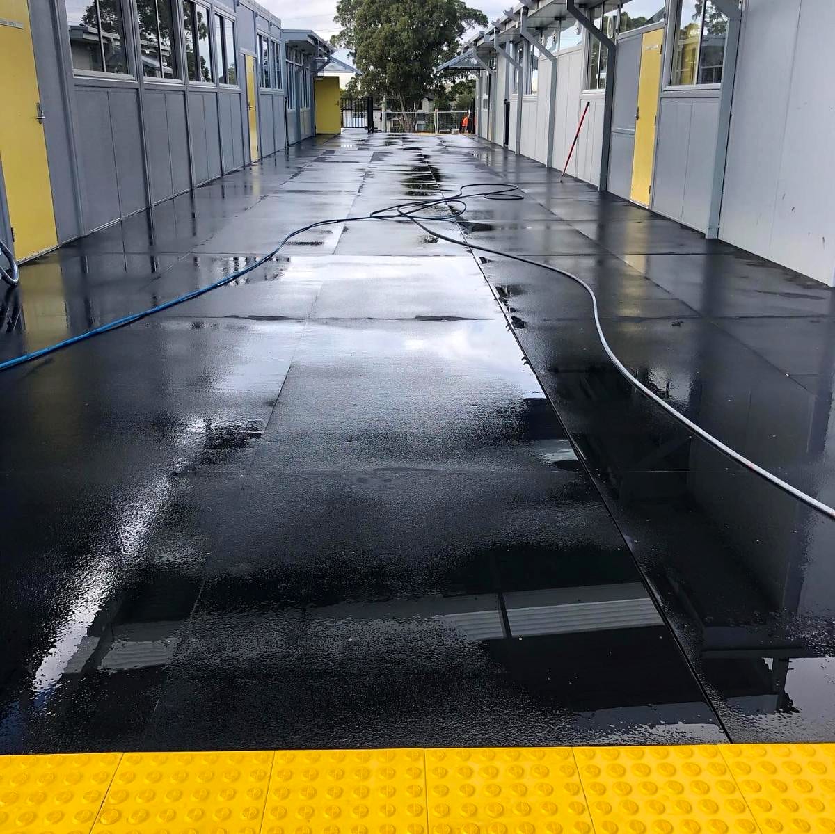 The same floor after cleaning and a wet-look seal