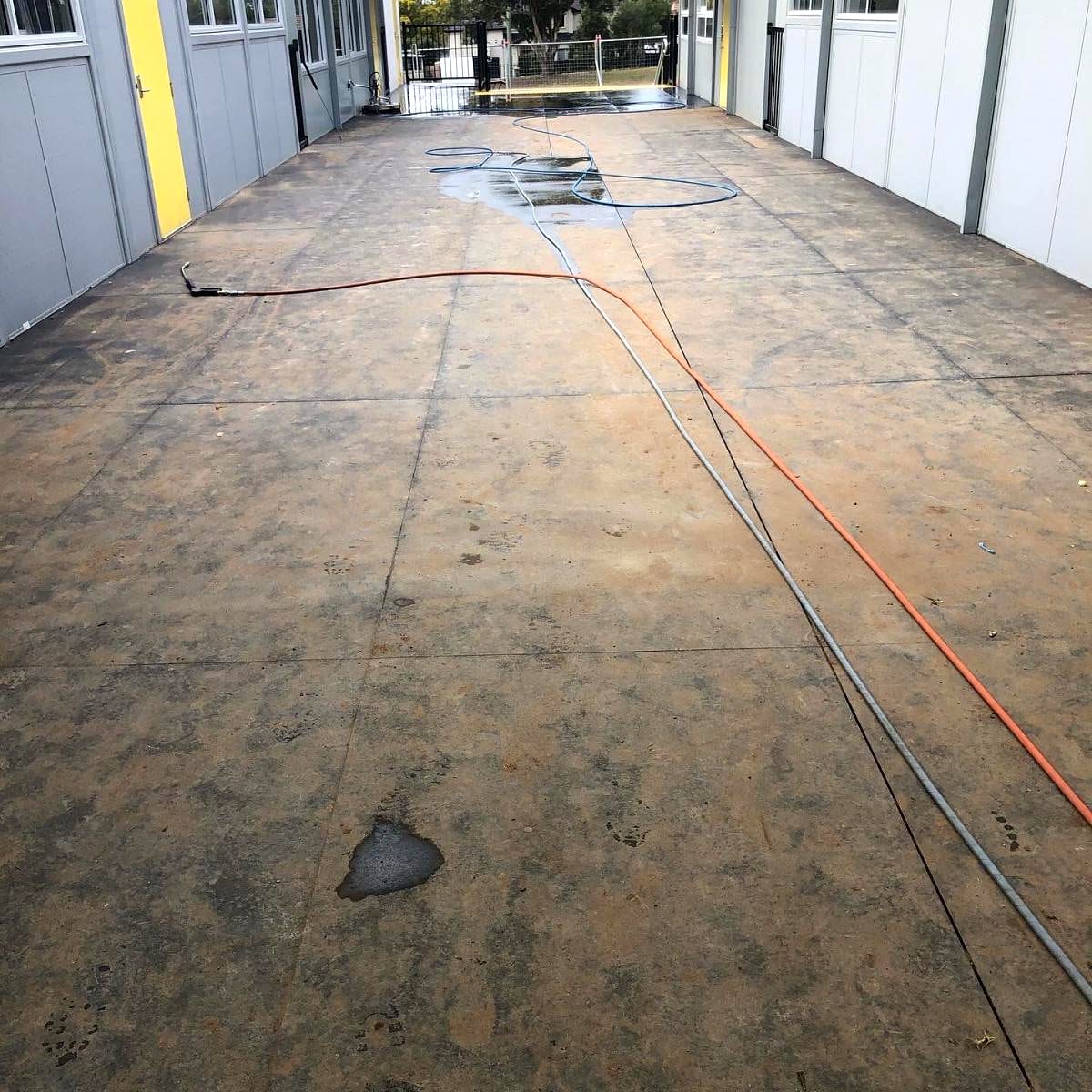 Dull concrete floor before sealing